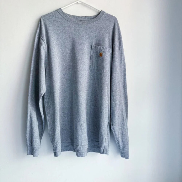 Carhartt Grey Long Sleeve Classic T Shirt Loose Fit M - Picture 2 of 7